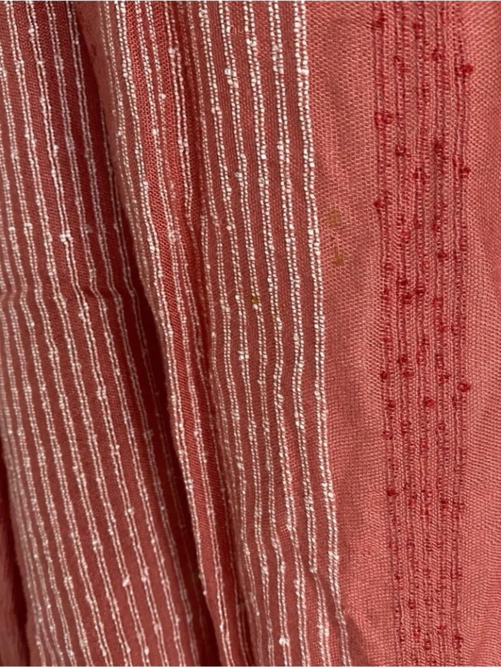 Free People Women Burnt Red Stripe Gauzy Peasant Oversize Blouse Size Large Boho